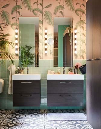 salle de bain IKEA esprit tropical végétal
